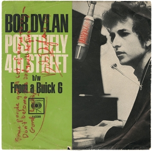 Bob Dylan Handwritten and Signed Lyrics to "Positively 4th Street" On The Original 45 Record Cover