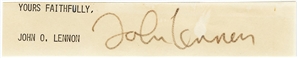 John Lennon Signed Cut From Letter (JSA)