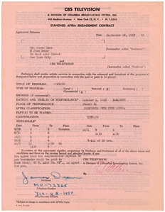 James Dean Signed 1953 Television Contract (JSA)