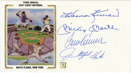 Mickey Mantle, Tom Seaver, Harmon Killebrew, Jim “Catfish" Hunter Signed Cachet Envelope (JSA)