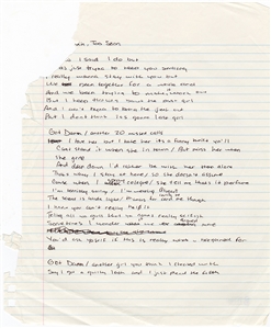 Drake Original “Love And Gunz" Handwritten Working Lyrics (Beckett)