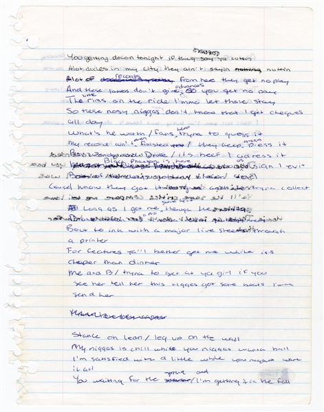 Drake Original Handwritten Working Lyrics for “Do What You Do" - Featured on “Room for Improvement" Mixtape (Beckett)