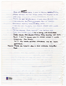 Drake Original Handwritten Working Lyrics for “Do What You Do - Featured on “Room for Improvement Mixtape (Beckett)