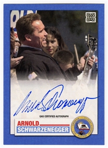 2023 G.A.S. Arnold Schwarzenegger Signed Blue Border Governor Card Numbered “000"