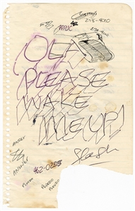 Slash “Please Wake Me Up" Signed Notes With Drawing - Handwritten Lyrics on the Reverse of Page (REAL)