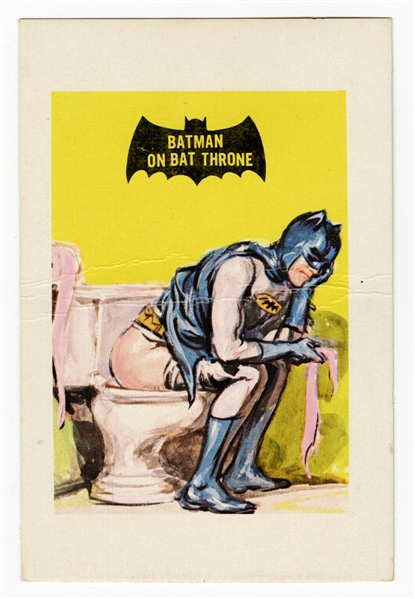 1966 Topps Batman on Bat Throne Unreleased 1/1 Topps Card - Batman Sitting on the Toilet