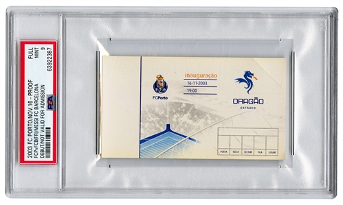 Lionel Messi Debut Ticket From 2003 November 16 FC Porto/FC Barcelona Friendly Proof (PSA MINT 9)
