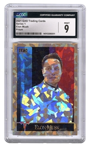2021 GAS Trading Cards Series 1 Elon Musk Prism (CGC MINT 9)