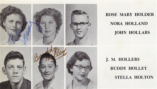 Buddy Holly Incredibly Rare Twice-Signed 1953 Lubbock High School Yearbook (REAL)