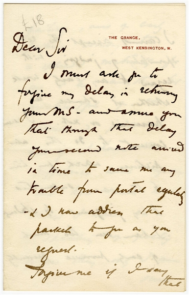 Sir Edward Burne-Jones Signed & Handwritten Five Page Letter