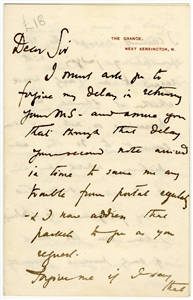 Sir Edward Burne-Jones Signed & Handwritten Five Page Letter