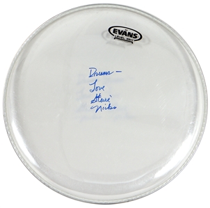 Stevie Nicks Signed Stage Used Drumhead with Fleetwood Mac Signed “Rumours Album (4) (Beckett & PSA)