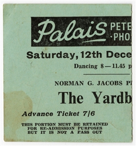 The Yardbirds with Eric Clapton Signed 12/12/1964 Concert Ticket Stub (PSA/DNA)