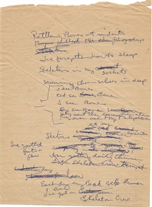 Alice Cooper 1981 “Skeletons in the Closet" Original Working Handwritten Lyrics