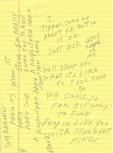 Joey Ramone 1992 “Censorshit" Handwritten Working Lyrics (REAL)