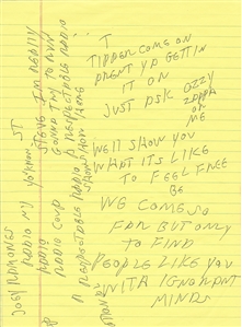 Joey Ramone 1992 “Censorshit" Handwritten Working Lyrics (REAL)