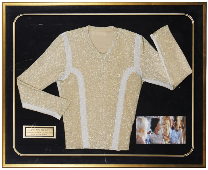 Mark Wahlberg Screen Worn Gold & White Sparkle Shirt For 1997 “Boogie Nights" Film