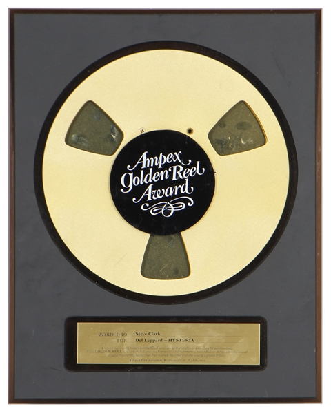 Def Leppard Steve Clark Personally Owned & Presented 1988 Golden Reel Ampex Record Award For “Hysteria"