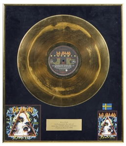 Def Leppard Steve Clark Personally Owned & Presented 1988 Swedish Record Award For “Hysteria"