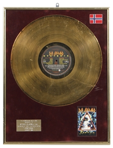 Def Leppard Steve Clark Personally Owned & Presented 1988 Norwegian Record Award For “Hysteria"