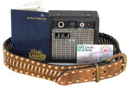 Def Leppard Steve Clark Owned & 6/5/1979 Stage Used Laney Sound LC30 Amp With Steve Clark's Belt & Signed Bank Card