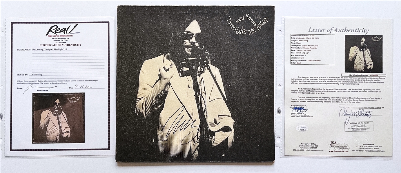 Neil Young Signed “Tonights The Night" Album (JSA & REAL)