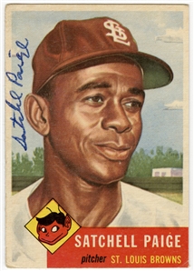 Satchel Paige Signed 1953 Topps Card #220 (JSA)