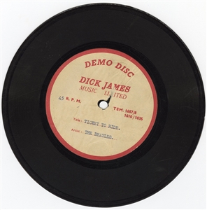 The Beatles Incredibly Rare “Ticket to Ride" 7" Original UK Dick James Acetate Recording