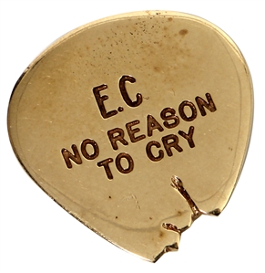 Eric Clapton Owned & Stage Worn 14K Gold Chipped Guitar Pick Pendant Engraved “E.C. No Reason To Cry" (Pattie Boyd Collection & Photo-Matched)