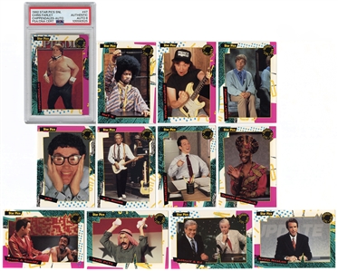 1992 SNL Star Pics Complete Autographed Card Set (12) - Including Chris Farley (PSA/DNA)