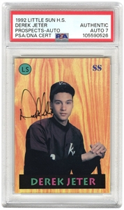 1992 Little Sun High School Prospects Derek Jeter First Card - Autographed Version (PSA/DNA)