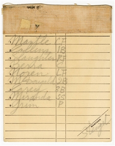 1954 New York Yankees Lineup Card Written in Casey Stengels Hand & Signed by Stengel (JSA)