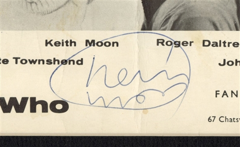 The Who Vintage Signed Fan Club Photograph Advertisement with Keith Moon (JSA & REAL)