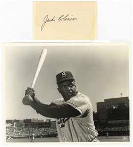 Jackie Robinson Signed Cut with Original Photograph (JSA)
