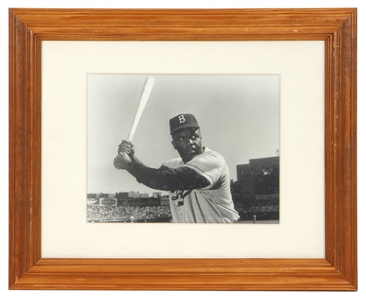 Jackie Robinson Signed Cut with Original Photograph (JSA)