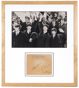 The Beatles Signed Cut - Signed on 2/7/1964 At Heathrow Airport 2 Days Before Famous Ed Sullivan Performance (Caiazzo)