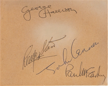The Beatles Signed Cut - Signed on 2/7/1964 At Heathrow Airport 2 Days Before Famous Ed Sullivan Performance (Caiazzo)