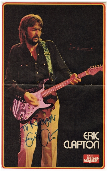 Eric Clapton Signed Bravo Oversized Magazine Fold-Out Photograph (REAL)