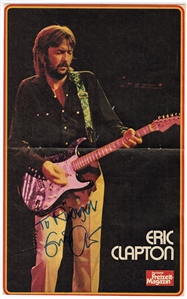 Eric Clapton Signed Bravo Oversized Magazine Fold-Out Photograph (REAL)