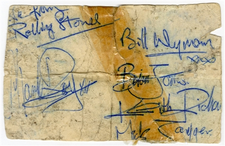 The Rolling Stones Signed Cut with Brian Jones (REAL)