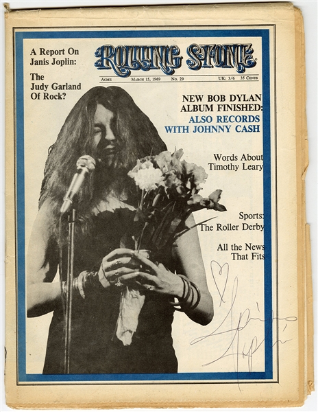 Janis Joplin Signed 1969 "Rolling Stone" Magazine