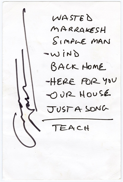 Graham Nash Signed & Handwritten Setlist