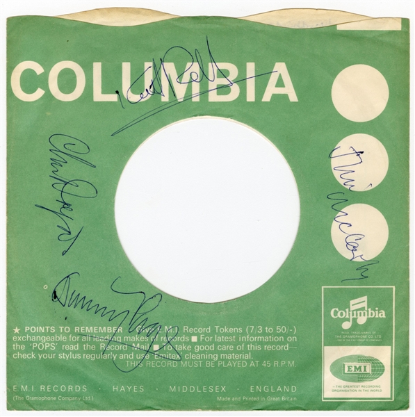 The Yardbirds Fully Signed “Little Games / Puzzles" 45 Record Sleeve With Jimmy Page (REAL)