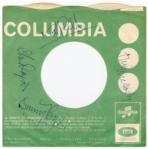 The Yardbirds Fully Signed “Little Games / Puzzles" 45 Record Sleeve With Jimmy Page (REAL)