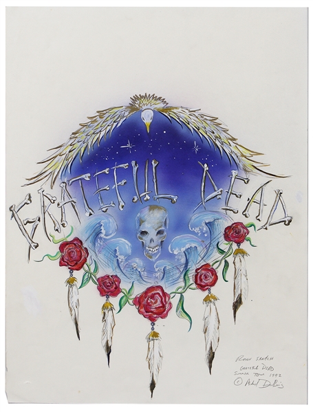 The Grateful Dead 1992 Summer Tour Rough Sketch Original Acrylic Hand Painted Artwork For American Tour T-Shirts (Mike DuBois Collection)