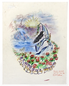 The Grateful Dead 1992 Summer Tour Rough Sketch Original Acrylic Hand Painted Artwork For American Tour T-Shirts (Mike DuBois Collection)