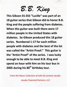 B.B. King Owned, Played & Signed Artist Proof Gibson ES-355 “Lucille Guitar
