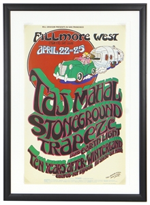1971 Taj Mahal, Stoneground, Trapeze, Ten Years After, Winterland, Cactus and Pot Liquor Fillmore West Poster
