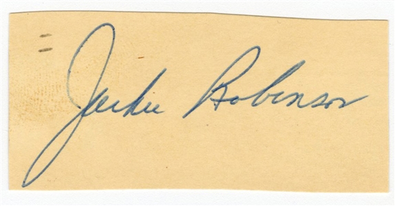 Jackie Robinson Signed Cut (JSA)