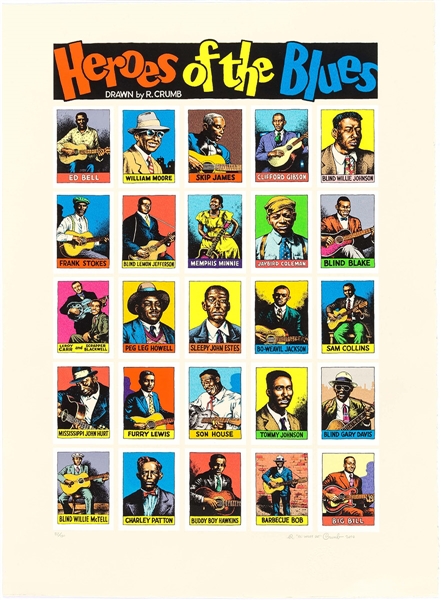 Robert Crumb Signed “Heroes of the Blues" Limited Serigraph (Wildwood Serigraphs, 2010)